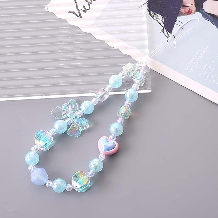 Beaded Phone Charm Lanyard Strap Girly Style Fixed Beads Pearl Lanyards