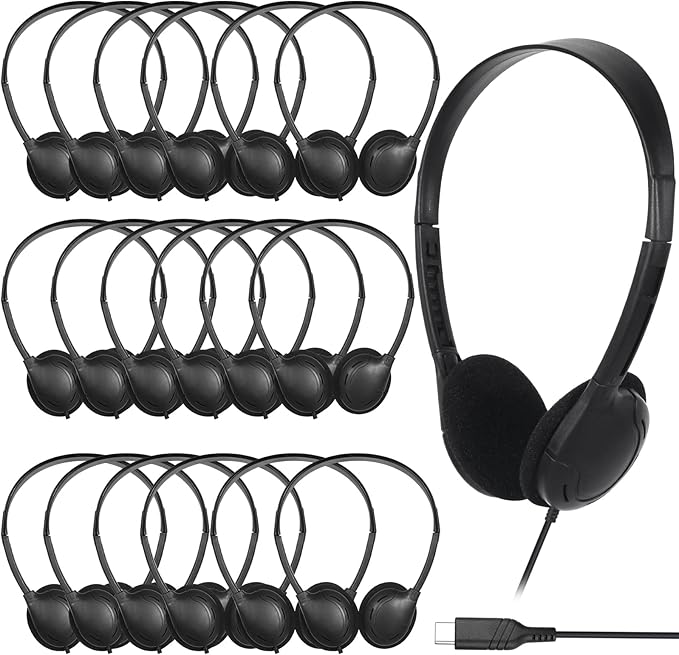 USB C Headphones Bulk 30 Pack for Classroom School Kids,USB Type C Headphones Class Set Compatible with Pad SmartphonesFor Boys Girls Students Travel (Black)