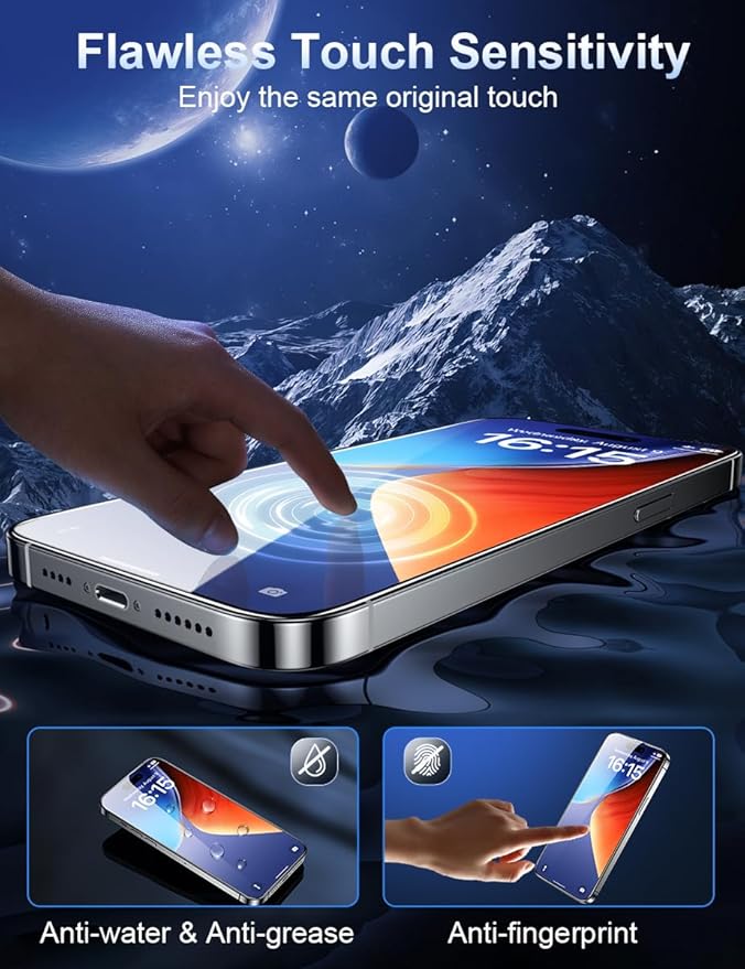 ruwa Privacy Screen Protector for iPhone 15/16 [6.1 Inch][3-Pack] Anti-Peep Tempered Glass Film with Easy Installation Frame, 9H Hardness, Scratch Resistant