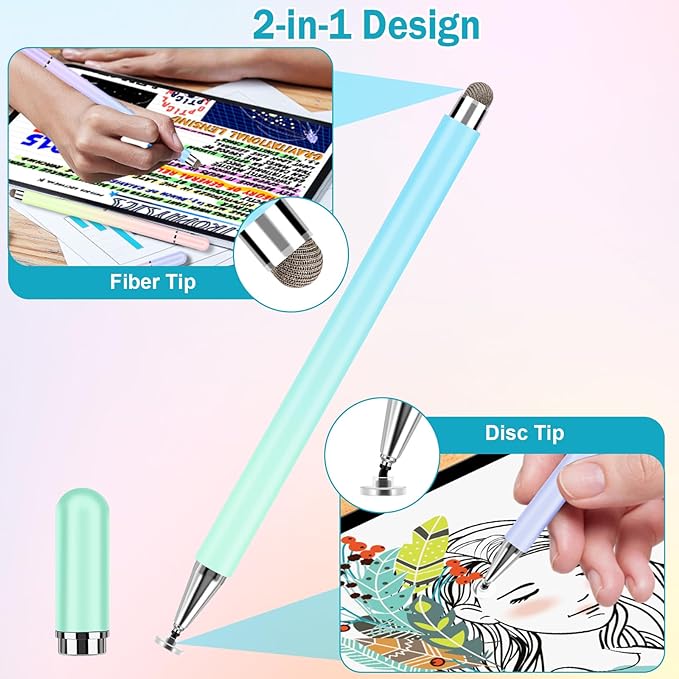 Stylus Pens for Touch Screens, 4 Pcs High Precision Disc Stylus with Magnetic Cap, 2 in 1 Stylus Pen Compatible with iPhone, iPad Pro, Mini, Air and Samsung Tablets