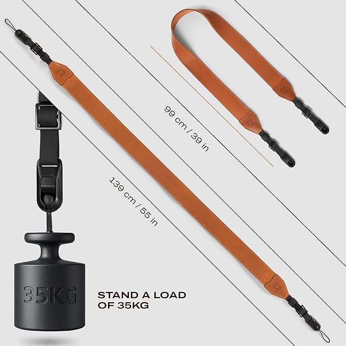 C Coiro Classic Leather Camera Strap with Quick Release, Sling Neck DSLR SLR Camera Shoulder Strap for Photographers
