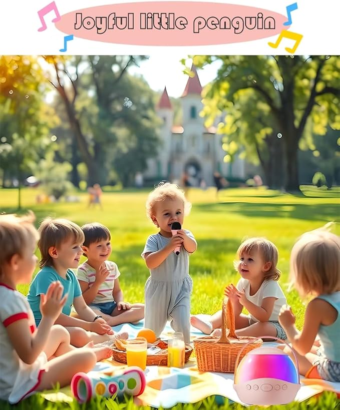 Karaoke Machine for Kids Adults,Portable Bluetooth Mini Karaoke Microphone Singing Speaker with 2 Wireless Mic and Light,Toys for All Smartphones,Birthday,Family,Home Party