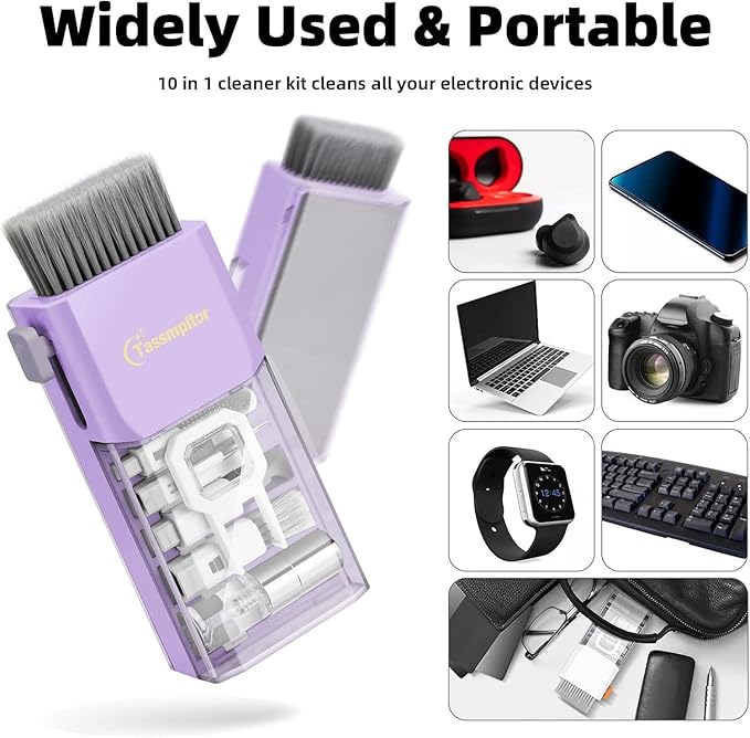 Laptop Screen Keyboard Cleaner Kit, All in 1 Electronic Cleaning Tool for MacBook iPad iPhone Pro Cell Phone, Brush Tool for Tablet, Computer, PC Monitor,TV Camera Lens with Patent, Purple