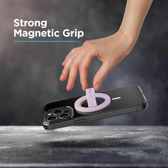 Encased Magnetic Phone Grip Holder, Compatible with MagSafe - Cute Color Combo Iridescent Silicone Finger Loop Ring for iPhone (Gradient Halo)