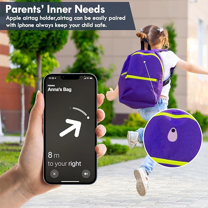 2 Pack Airtag Holder for Kids Hidden,GPS Tracker Case, Anti-Removal Airtag Silicone Case with Pins, Suitable for Children, Elderly, Pets, Backpack, Luggage (Pink & Gray, 2 Pack)