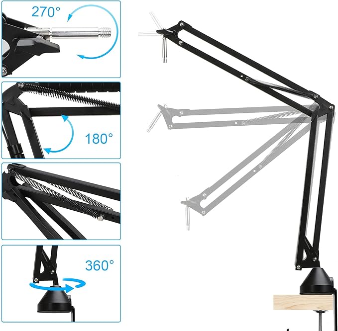 Razer Seiren X Boom Arm with Pop Filter - Professional Mic Stand for Broadcasting and Recording by YOUSHARES