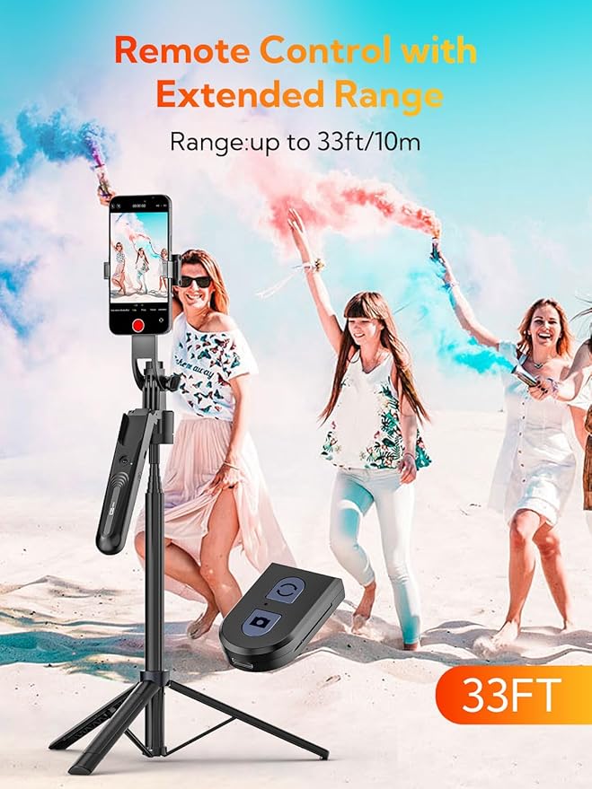USKEYVISION 70” Auto Face Tracking Tripod, Extendable 360° Rotation Phone Tripod for iPhone and Android, Selfie Stick for iPhone w/Remote Control,Phone Holder Video Recording for TikTok(UTK-01)