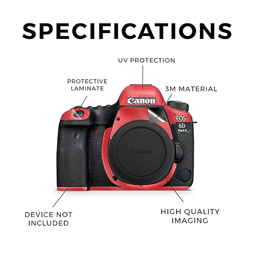 Glossy Glitter Camera Skin Compatible with Canon EOS 6D Mark II Camera (2017) - Solid Red - Premium 3M Vinyl Protective Wrap Decal Cover - Easy to Apply | Crafted in The USA by MightySkins