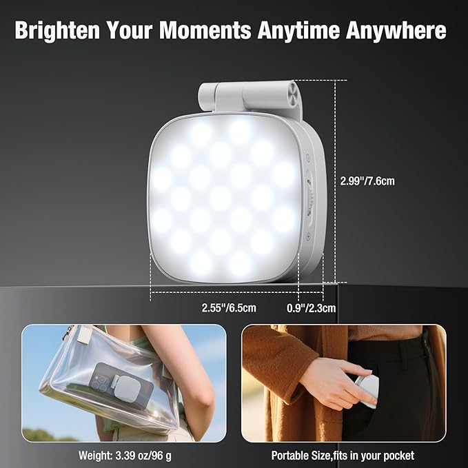 Diyife Magnetic Selfie Light for Phone, [Compatible with MagSafe] CRI95, 6 Modes, 45 LED, 360° Rotatable Phone Light with Foldable Mirror, Portable Selfie Ring Light for Zoom Makeup Video Conference