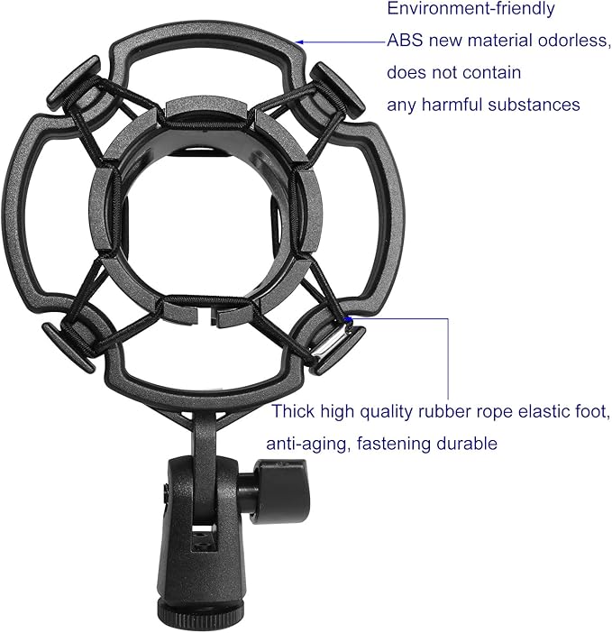 Microphone Shock Mount LUORNG Universal Black Anti-Vibration Mic Holder for 42~46mm/1.65~1.81in Diameter Studio Condenser Mic, Mic Clip Holder