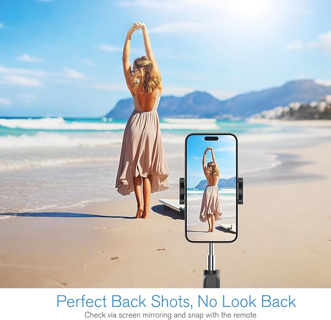 Vlog Selfie Monitor Screen iPhone, 4K 60fps Recording, Wireless Screen Mirroring with Remote Control, Magnetic Fixation, 180° Rotation, 3 Levels of Brightness, Compatible with iPhone & Android