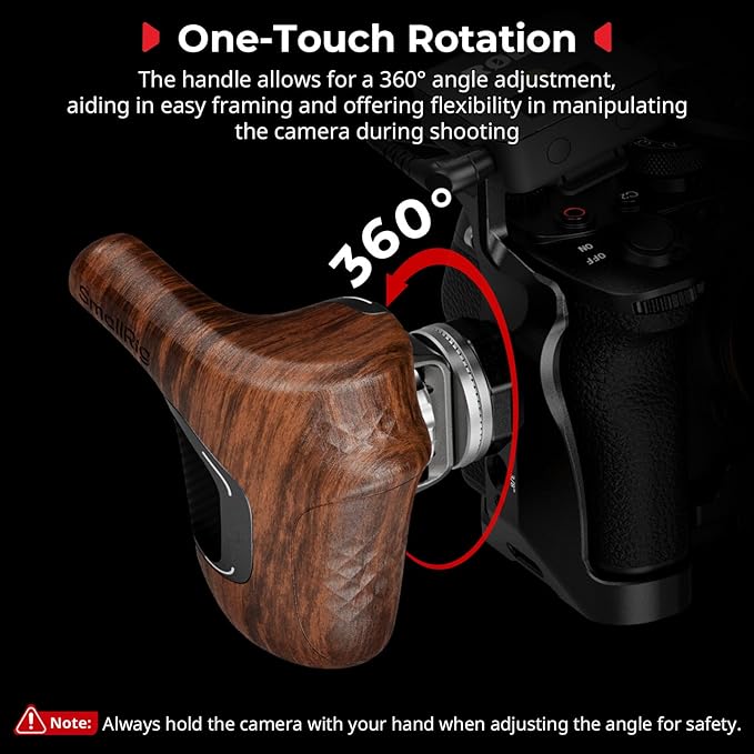 SmallRig Rotating Right-Side Wooden Handle for ARRI Rosette, Load Capacity to 15kg / 33lbs, Flexible Position Adjustment, Ergonomic Design & Anti-Slip Design