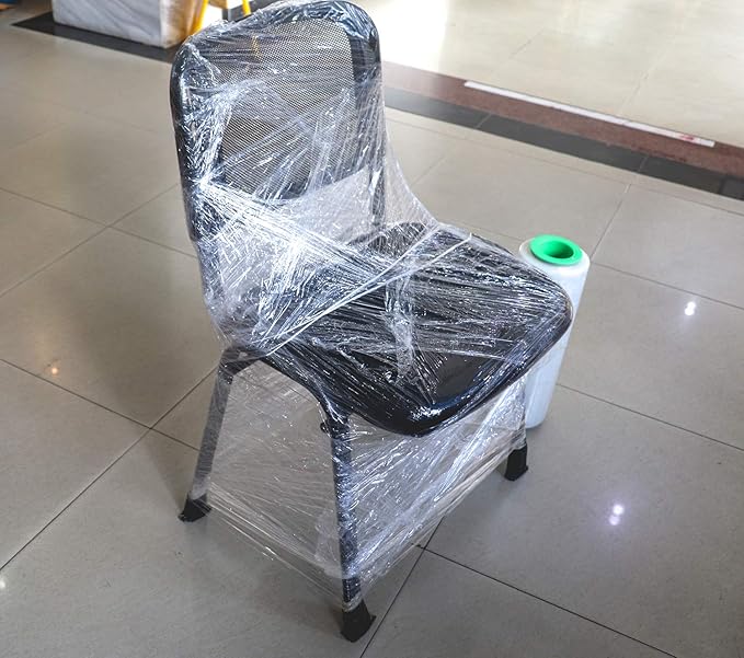 BOMEI PACK 4 Pack 1500ft Industrial Clear Stretch Wrap Film 70 Gauge 15" with 3inch Plastic Rolling Handles for Pallet Wrap, Durable Self-Adhering Packing, Moving, Heavy Duty Shrink Film