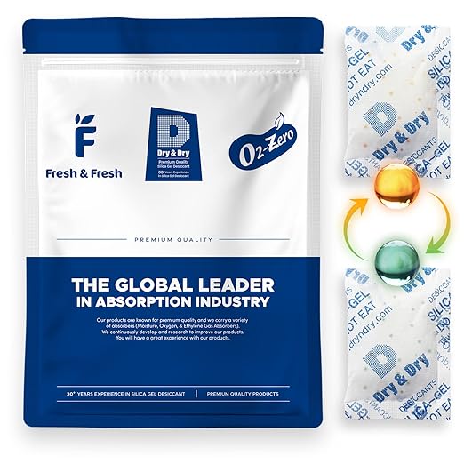 Dry & Dry 20 Gram [60 Packs] Orange Indicating(Orange to Dark Green) Mixed Silica Gel Packets - Food Safe Rechargeable Silica Packets Desiccants Silica Gel Packs Silica Gel Packets