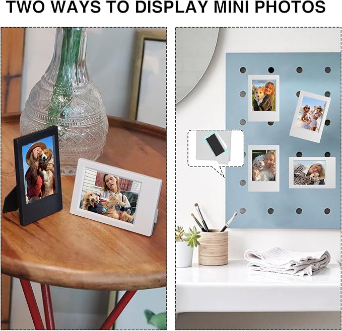 WOGOZAN 2x3 Mini Picture Frame for Fujifilm Instax Mini 12/11/99/90/9/8/SE/EVO Classic Polaroid Frames Wallet Size 2.15x3.4 Inches Photo Picture Frames With Magnetic Stickers (Grey) (10 Pack)