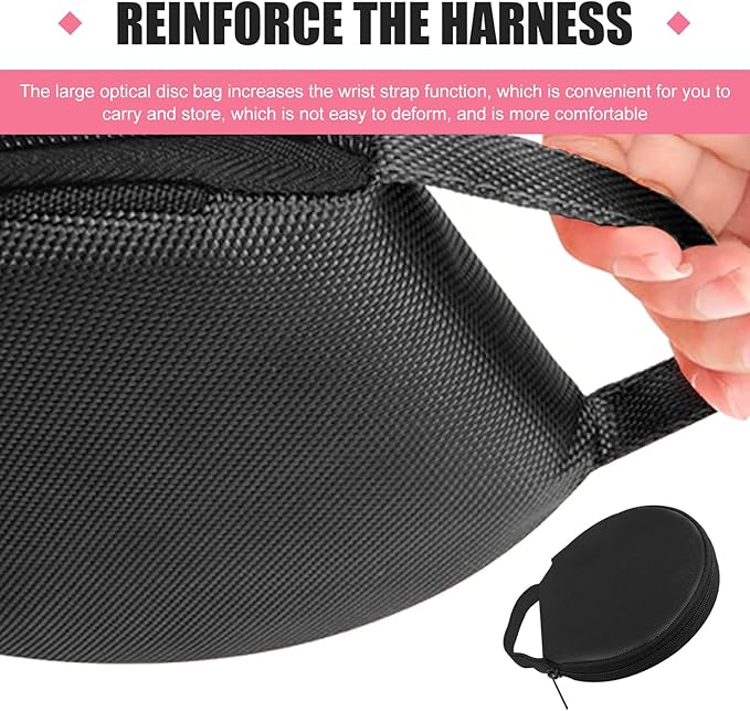 Car CD Case, Oxford Waterproof Disc Storage Binder with Transparent Film Divider, 20 Capacity Portable Round Disc Case, Universal DVD Organizer for Cars (Black)