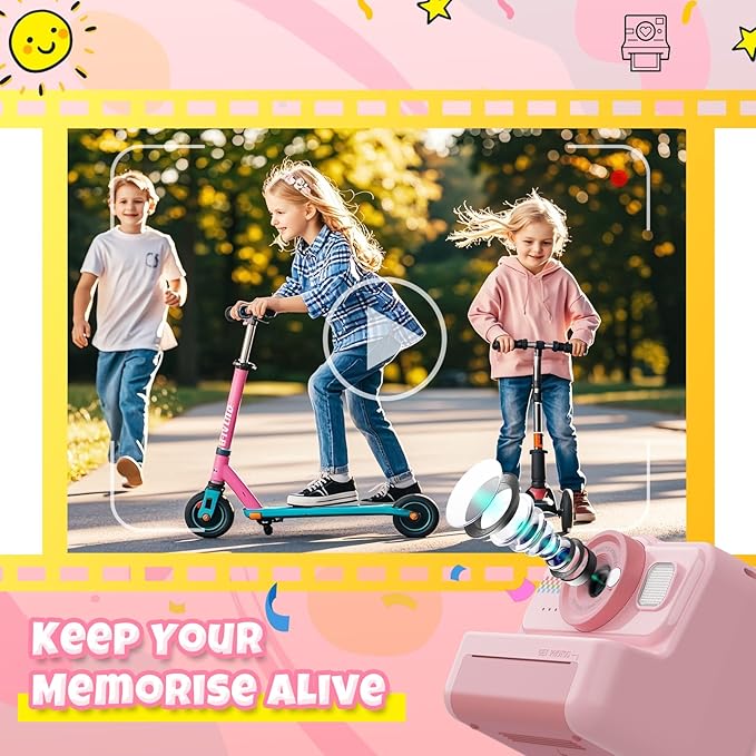 HiMont Kids Camera Instant Print, 1080P HD Instant Print Camera for Kids with 3 Rolls Print Paper & 32GB Card, Selfie Digital Camera for Kid, Ideal Kid Toys Gifts for Boys & Girls Age 3-14 (Pink)