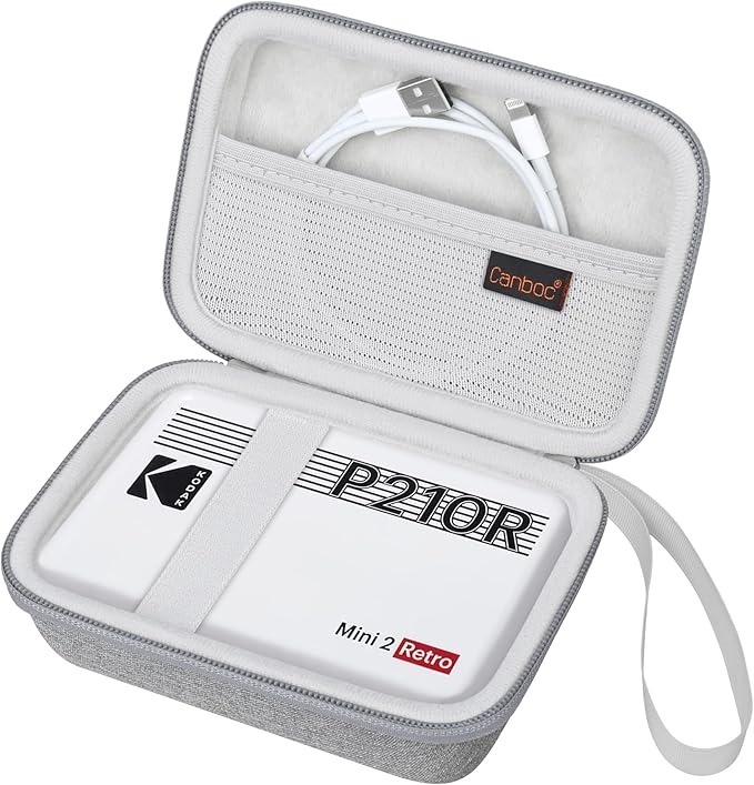 Canboc Carrying Case for KODAK Mini 2 Retro 4PASS Portable Photo Printer/KODAK Mini Shot 2 Retro 4PASS 2-in-1 Instant Digital Camera, Mesh Bag fits Photo Paper and Cable, Grey