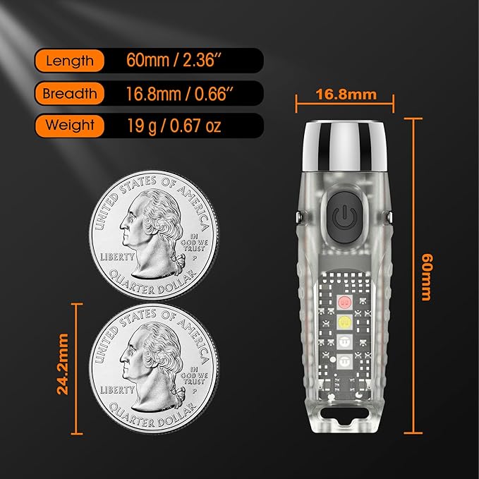 S12Plus Keychain Flashlight，610 High Lumen EDC Pocket Flashlight,USB C Rechargeable Mini LED Flashlight,Small Flashlight,for Camping, Outdoor,Emergency(Fluorescent White)
