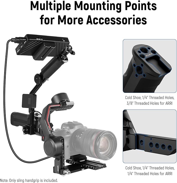 NEEWER Adjustable Sling Handle Grip Compatible with DJI Ronin RS4 RS3 Mini RS 3 Pro RS 2 RSC 2 Gimbal Stabilizer for Low Angle Shot, Max Load 13.2lb, ST49