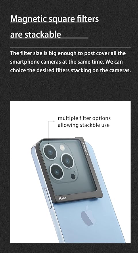 Kase Set of 3 Filters Stop ND8, 3 ND64 6 Stop, CPL Universal Magnetic Smartphone Optical Glass