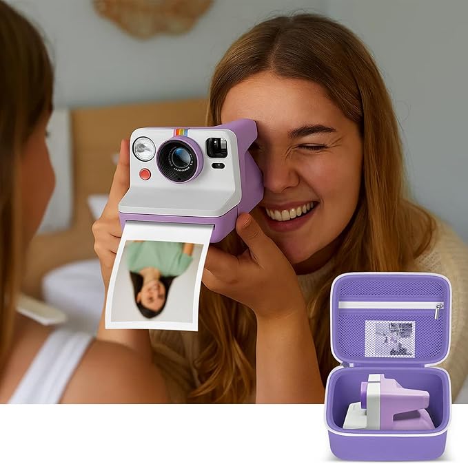 Portable Carrying Case Compatible with Polaroid Now 2nd/ for 3rd Generation I-Type Instant Camera/for Now/for Now+/ for OneStep 2 VF/for OneStep+ Instant Film with Mesh Pocket (Purple)