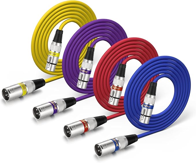 EBXYA XLR Cable 6 Ft Short 4 Color Packs - Mic Cable with XLR Male to Female Patch Cable