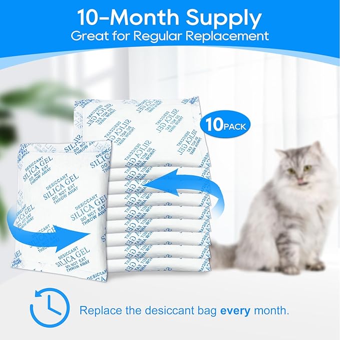 10PCS Desiccant Bag Replacement for All Smart Feeders, Desiccant Packs for Storage, Desiccant Bags for Moisture Control for Automatic Pet Feeders Cat Dog Feeder, Desiccant Packets