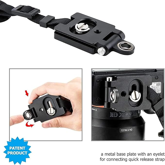 Kiorafoto 40MM Universal Arca Swiss Quick Release Plate with 1/4"-20 Screw & Adjustable Neck Strap Connect Eyelet for Tripod Ball Head, Camera Hand Wrist Strap Adapter Accessories