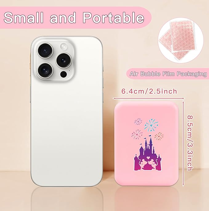 Preppy Cute Pink Travel Compact Mirror with Light for Purses 1X/2X Magnification Mini Led Portable Pocket Makeup Mirror, Trendy Christmas Birthday Gift Stocking Stuffers for Teen Girls Women
