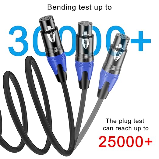 XLR Cable 25FT 2Pack Black- Premium Balanced Microphone Cable 3-Pin XLR Male to Female Mic Speaker Cable, Pure Copper and Plated Conductors