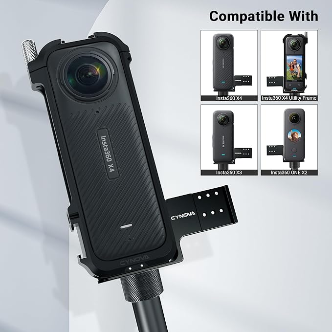CYNOVA Cold Shoe for Insta360 X4 Accessories, Invisible Mic Bracket Compatible with insta360 X4 / X3 / One X2 for RODE Wireless GO Microphone Holder (with 3.5mm Audio Cable)