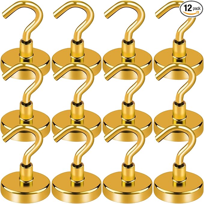 LOVIMAG Cruise Ship Essentials, 85Lb Magnetic Hooks for Cruise Cabins, Strong Magnetic Hooks for Hanging, Refrigerator, Celling, Grill, Fridge, Kitchen-12Pack