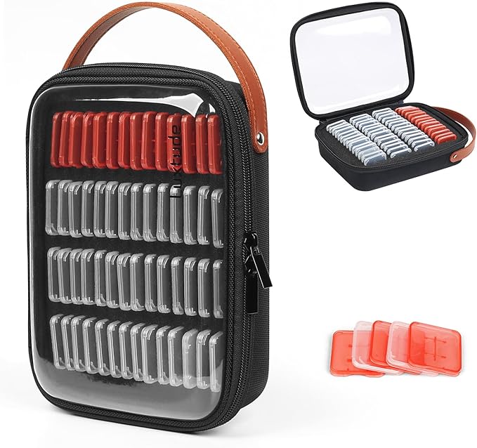 Luxtude SD Card Holder Case, Hard Memory Card Cases, 42 SD Holders, 14 TF Holders, 56 Slots