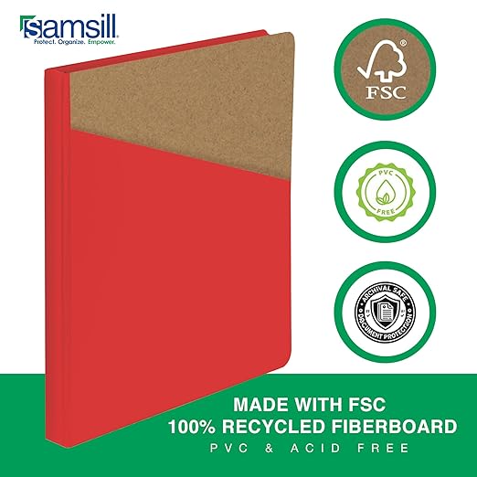Samsill Durable 0.5 Inch Binder, Made in The USA, D Ring Binder, Customizable Clear View Cover, Ruby Red, Holds 125 Pages