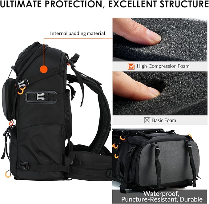TARION Extra Large Camera Backpack - Professional DSLR Drone Bag 17.3 Laptop Compartment - Hardshell High-Density Foam Protection with Rain Cover PB02