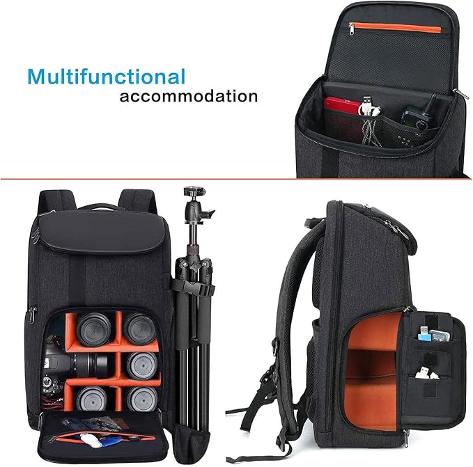 MOSISO Camera Backpack, DSLR/SLR/Mirrorless Large Men/Women Photography Camera Bag Case with 17.3 inch Laptop Compartment&Tripod Holder&Rain Cover Compatible with Canon/Nikon/Fuji/Laptop, Space Gray