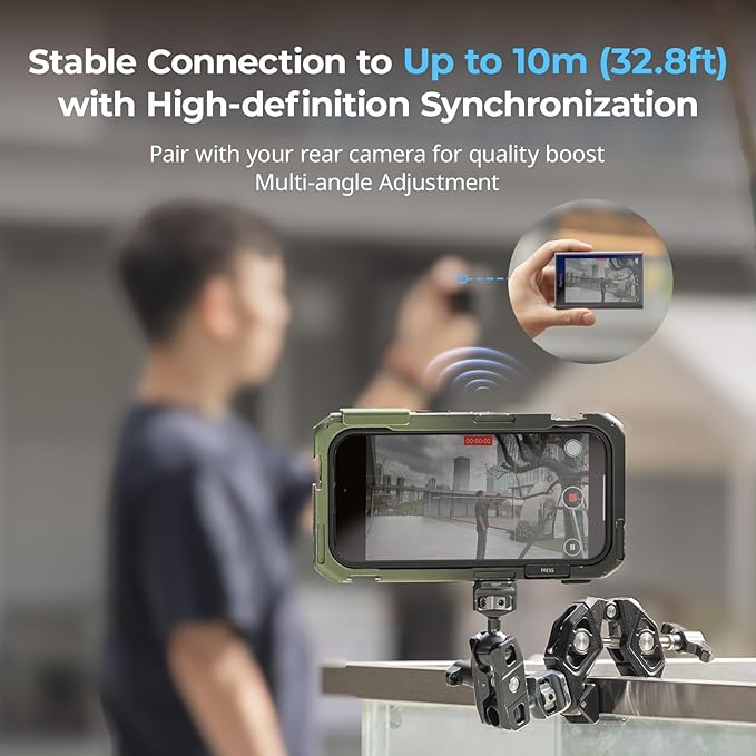 SmallRig Phone Monitor Screen with Wireless Control, 1080P Wireless Recording, Video Monitor with Cold Shoe Mount, Real-Time Screen Sharing, for iPhone for MagSafe - 4850B