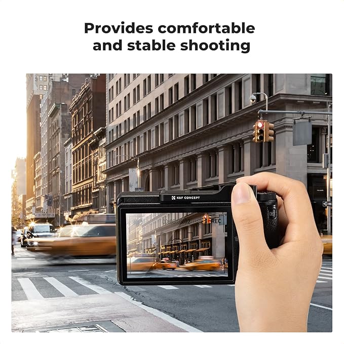 K&F Concept Thumb Grip with Hot Shoe Cover for Ricoh GR II GR III GR IIIx GR IIIx HDF GR3x HDF, with 2 Pack Ultra Clear Tempered Screen Protector