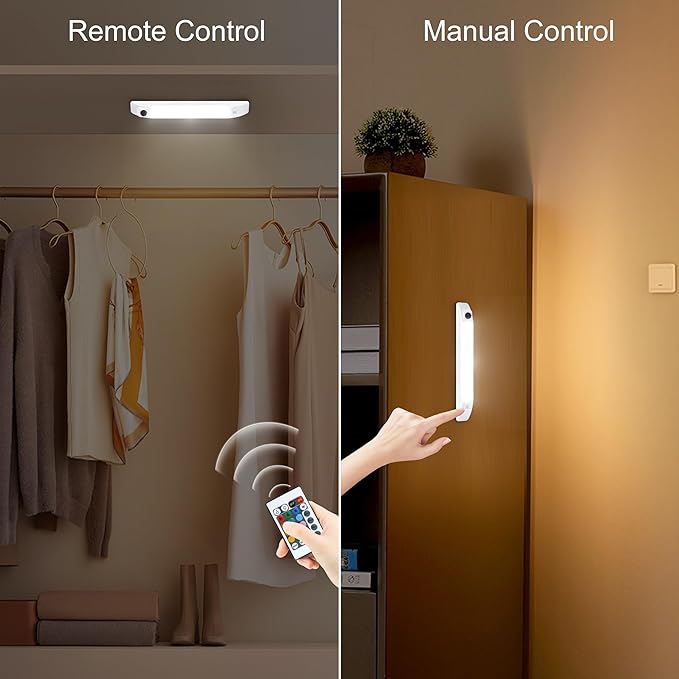 BIGMONAT LED Under Cabinet Light, Battery Operated RGB Colors Changing Led Bar Lights with Remote,Multicolor Under Counter Lights for Kitchen, Dimmable Light for Cabinet, Counter, Workbench
