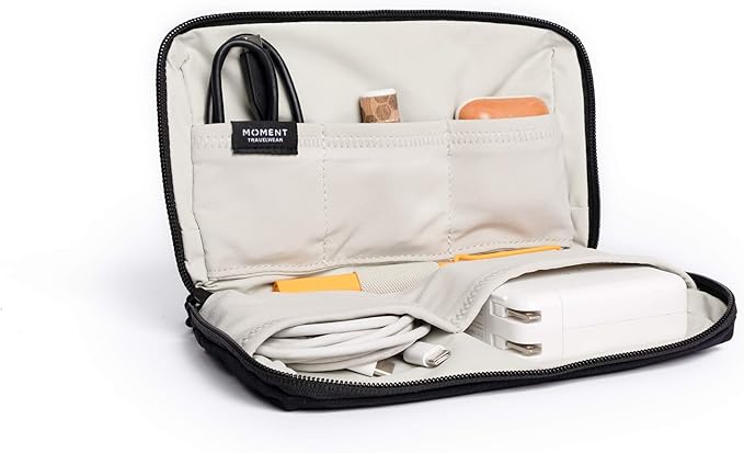 Moment Everything Tech Organizer – Durable & Water-Resistant Storage Pouch for Cables, Chargers & Accessories (Black, Regular)