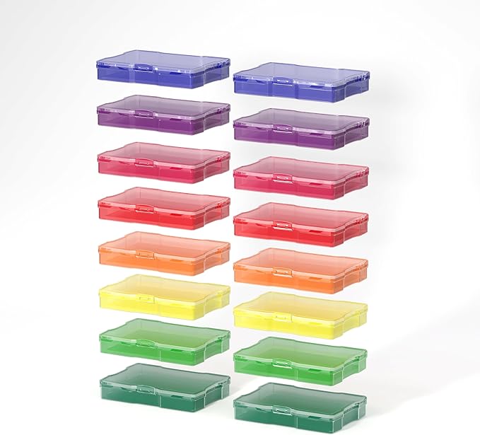 ＯｐｐｓＺｅｃｅ 4" x 6" Photo Organizer Storage Container with 16 Inner Case, Photo Storage Box with Handle for Crafts, Arts, Scrapbooking Stationery, Seed, Sewing Supplies, Arts Supply(Rainbow-Colored)