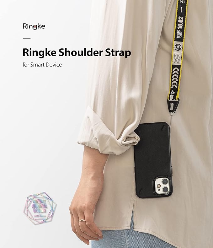 Ringke Shoulder Strap for Camera and Phone Strap, Designed for iPhone 17 Case, Adjustable Sturdy Universal Crossbody Lanyard - Ticket Band Black