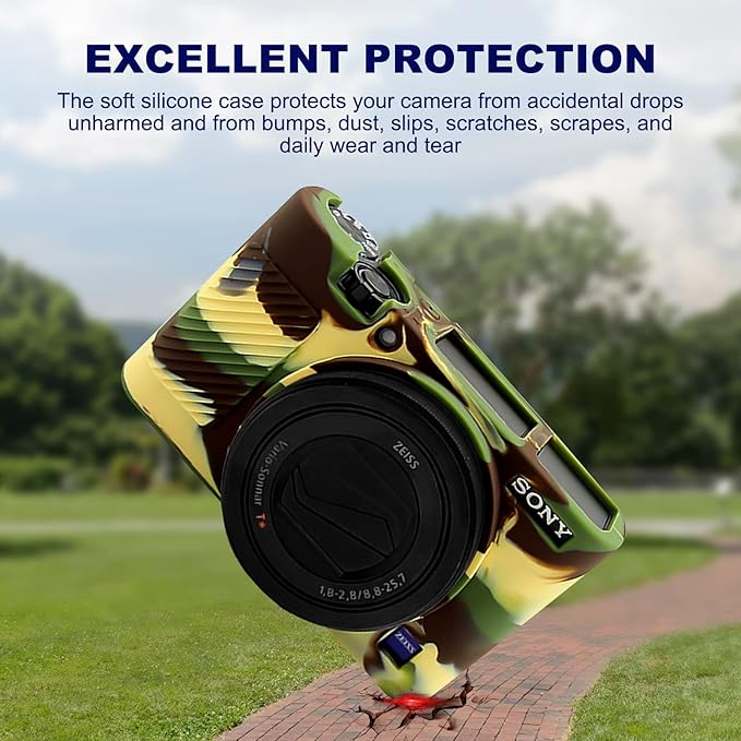Easy Hood RX100 VII Case,Soft Silicone Protective Cover Protector Skin for Sony DSC-RX100 III RX100 V RX100 IV RX100 VII Digital Camera (Camo)…