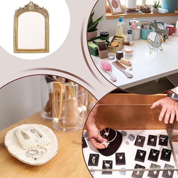 Resin Vintage Photo Frame - Vintage Jewelry Display Frame, Shabby Chic Jewelry Stand | Velvet Backing Handmade Necklace Organizer, Antique Style Earring Holder For Women Girls Bedroom Dresser Table