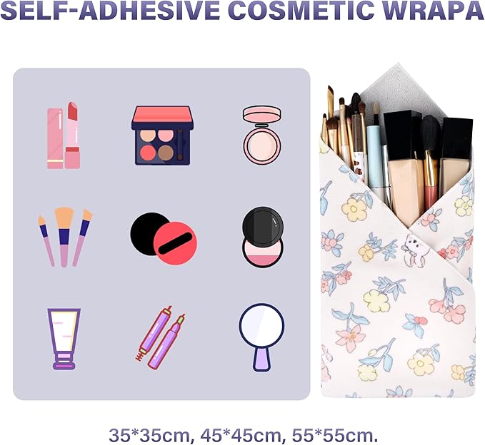 Walking Way Self-Adhesive Magic Cloth Makeup Bag, Portable Protective Cosmetic Pouch, Camera Lens Wrap, Stylish Travel Organizer for Beauty Essentials, Travel, Gifts & Daily Use