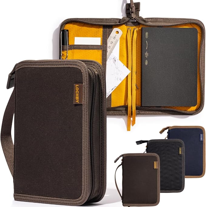 LOCHBY® Field Folio A6 | Zippered Notebook Cover | Water-Resistant Waxed Canvas | Ideal for Travel, Art, & Bullet Journals