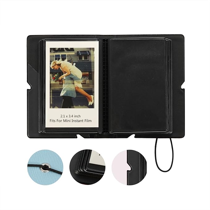 Mini Instant Film Polaroid Photo Album Book For 3 Inch Fujifilm Instax Mini 12 11 9 99 8 7+ 40 EVO Camera Film, HP Sprocket, K-pop Photocards (Sky Blue, 1 Pack)