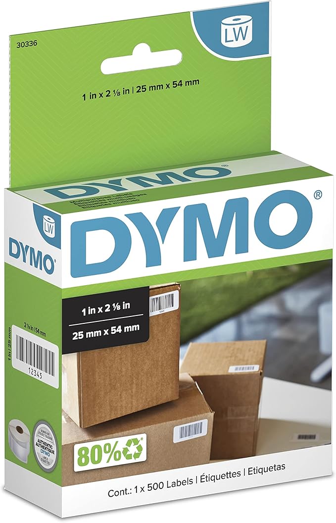 DYMO Authentic LW Multi-Purpose Labels DYMO Labels for LabelWriter Printers Great for Barcodes 1" x 2-1/8" 1 Roll of 500