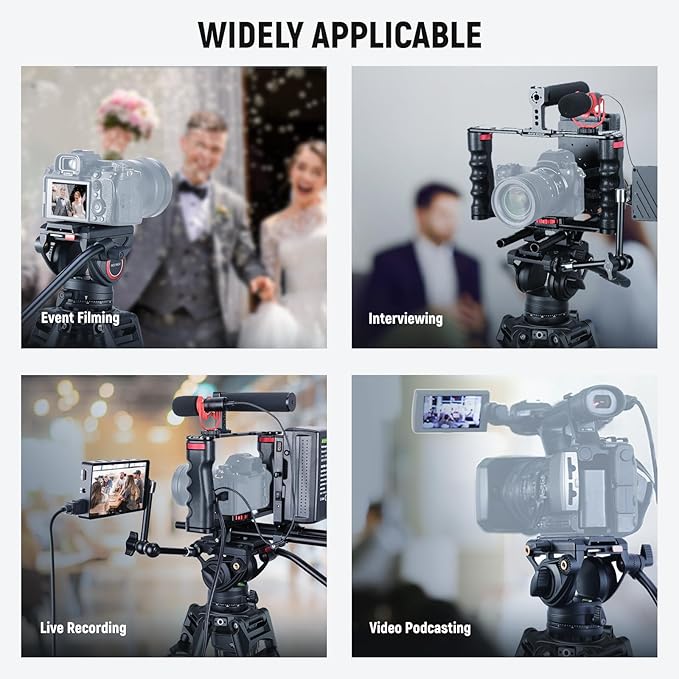 NEEWER 76" Video Camera Tripod with Fluid Head, One Step Quick Release Portable Tripod, Aluminum Heavy Duty Tripod Stand, Dual Mode QR Plate for DSLR Cameras Camcorders, Max Load 17.6lb, LL27